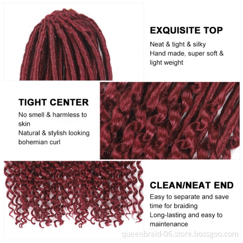 Soft Goddess Locs Synthetic Braiding Hair Crochet Dreadlocks Hair Extensions Ombre Curly Fauxlocs Crochet Braids Goddess Faux Lo